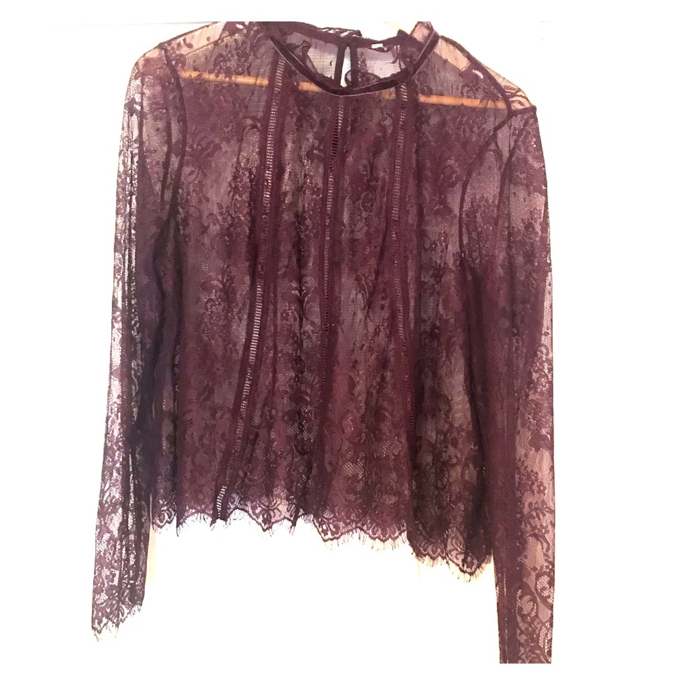 NEW XHILARATION BURGUNDY LACE TOP SZ XL